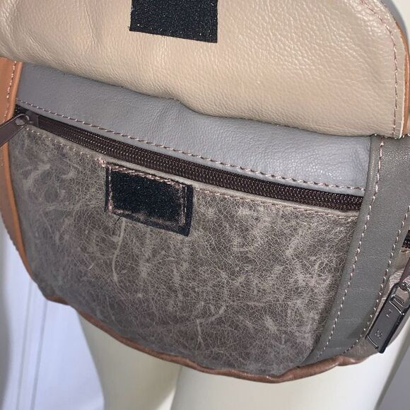 Vintage Leather Color Block Fanny Pack Waist Bag - Picture 9 of 13